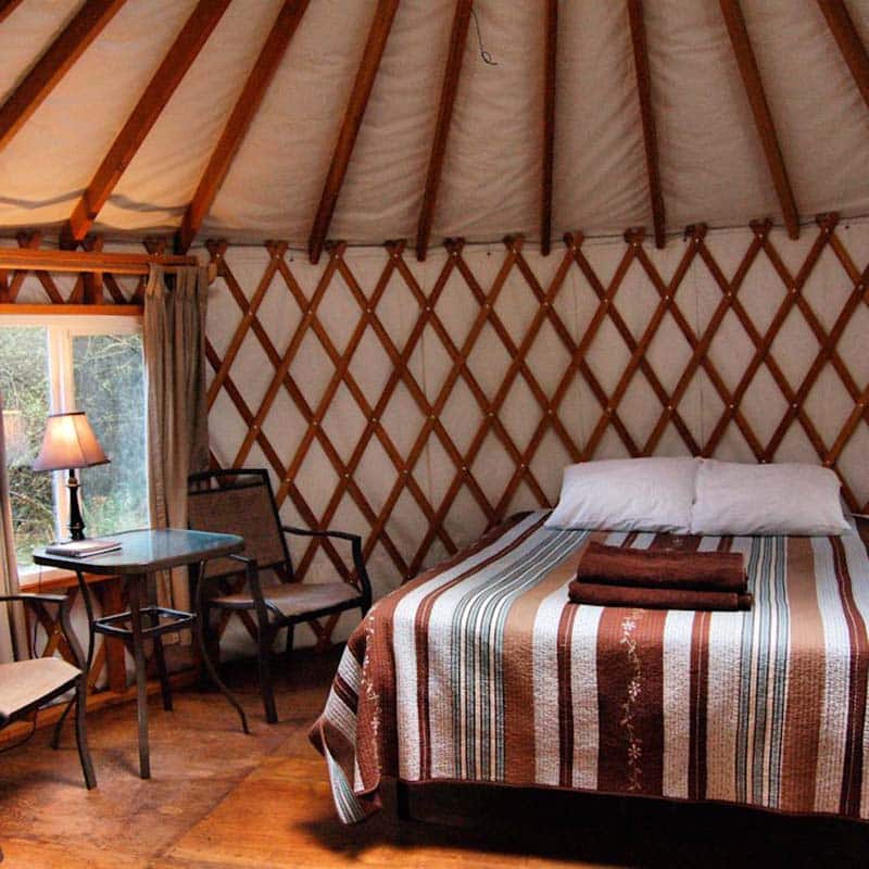 Inside a yurt at Doe Bay Resort on Orcas Island, Washington State