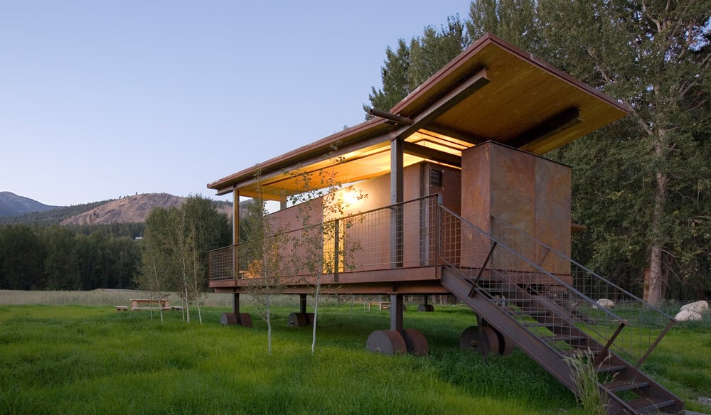 A hut at the Rolling Huts in Winthrop, Washington