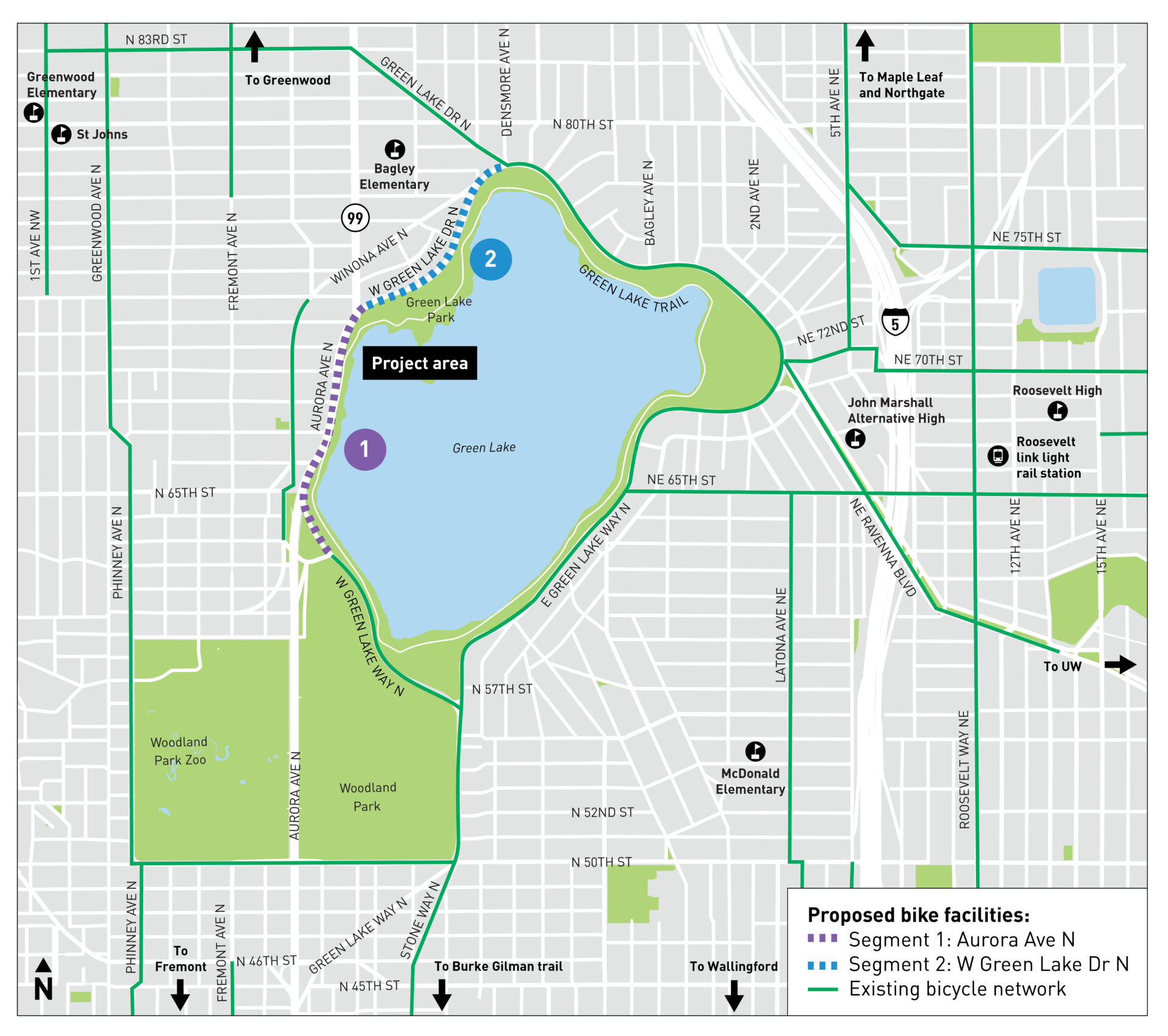 Trail map of Green Lake Trail, Seattle, WA