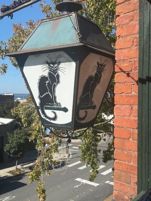 Vintage light outside The Cat Cafe in Bellingham, Washington.