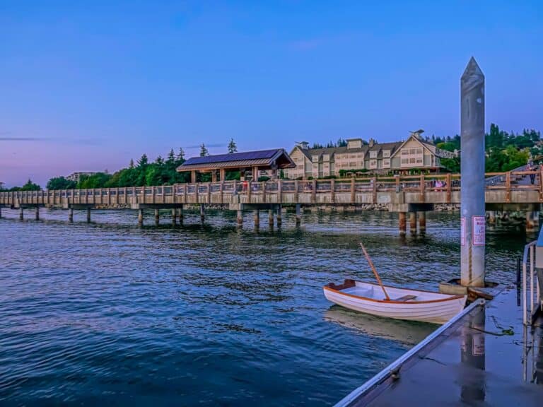 Bellingham Washington at sunset.