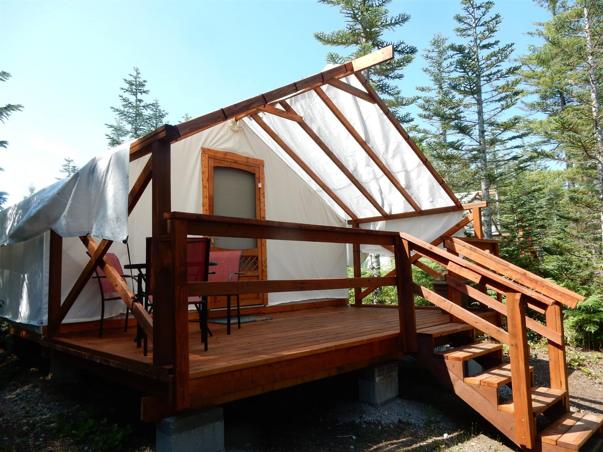 A luxury tent at Tahuya Adventure Resort in Washington State.