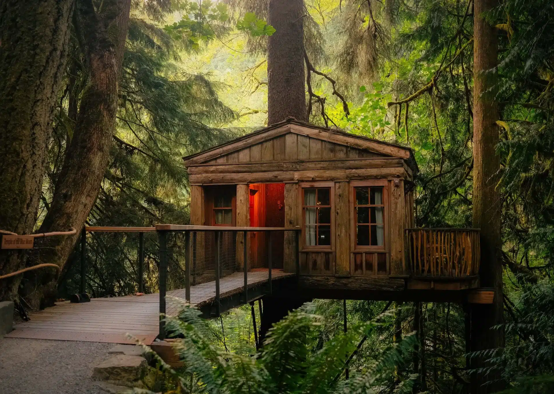 A treehouse at Treehouse Point in Issaquah, Washington