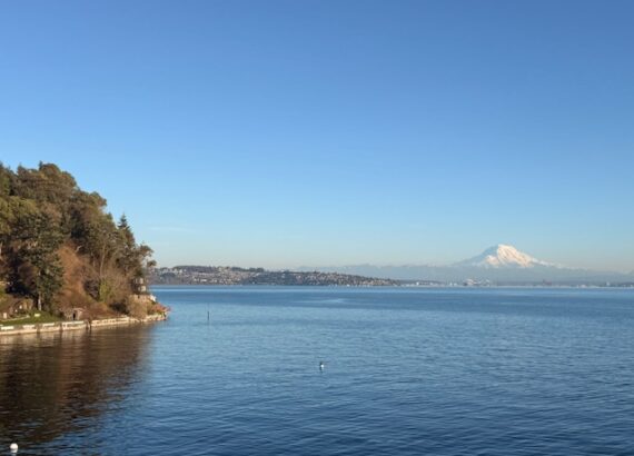 View of Mount Rainer from across Puget Sound from Vashon Island, Washington.