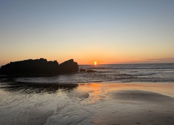 Sunset on the beach in Lincoln City, Oregon